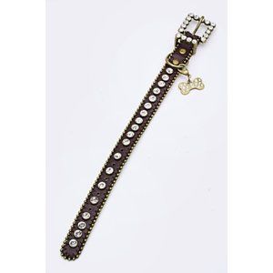 Ball Chain Crystal Dog Collar - Brown/Fur
